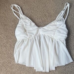 Princess Polly White Sheer Ruffled Camisole